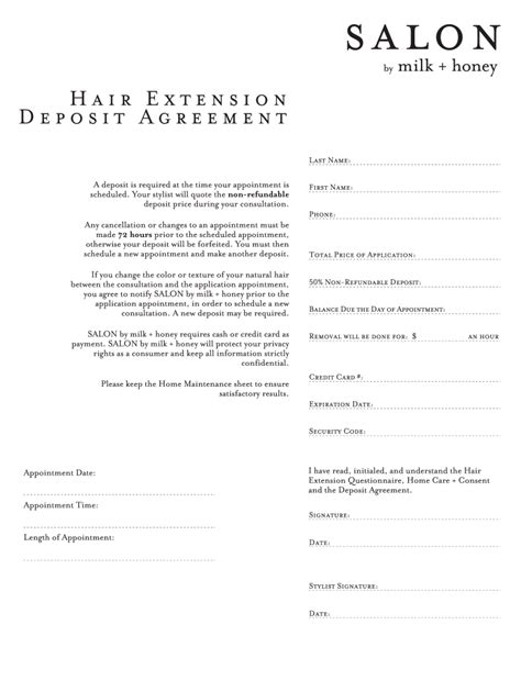 Hair Extension Contract Template